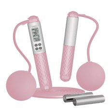 無繩跳繩/電子跳繩 跳繩 + 球 + 長繩 + 負重條 + 收納袋 + 螺絲起子 + 電池, 1組, 粉白撞色