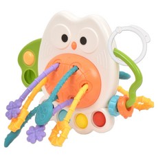 感官發展矽膠觸感拉繩貓頭鷹, 1個, 混合色