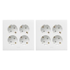 Legrand 羅格朗 Apela白色 Simple 4孔嵌入式插座 45度插針型, 2個