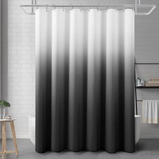 AHOYE PEVA浴簾/浴室隔簾 乾濕分離 淋浴間, 白黑漸層, 1個