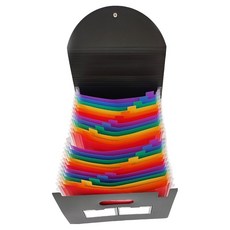 Pocket Master A4手提風琴文件夾 文件收納整理盒 內頁 彩虹 25格, 黑色, 1個