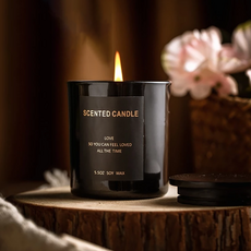 香氛蠟燭緞帶禮盒, 黑色, 琥珀/苔蘚