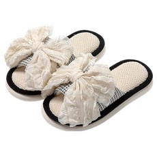 EVER HOUSE 可愛蝴蝶結軟墊室內拖鞋, 1個, 象牙白