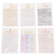 퍼니네일 레터링 알파벳 네일스티커 6종 세트, 1개, 골드, 실버, 블랙, 화이트, 로즈골드, 레인보우