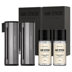 GIOVANNY 에어스틱 차량용 방향제 케이스 1p + 리필 10g 1p, 프렌치실버편백나무숲, 2세트