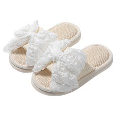 EVER HOUSE 可愛蝴蝶結軟墊室內拖鞋, 1個, 白色
