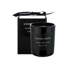 香氛蠟燭緞帶禮盒, 黑色, 鼠尾草海鹽