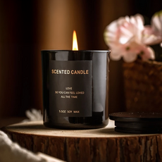 香氛蠟燭緞帶禮盒, 黑色, 茉莉/白茶