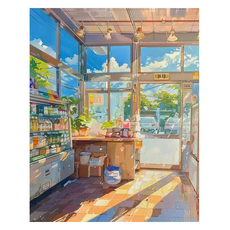 마켓링 장식 diy 명화그리기 페인트 + 붓 세트 30 x 40 cm, 타입4, 1세트