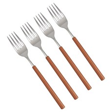 RAONNURI 可用洗碗機 Della 全不鏽鋼彩色叉子, 棕葉色, 4個