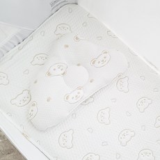 AiRabbit 新生兒用 Icelon 涼感塑型雲朵枕, 1個, 小熊米色