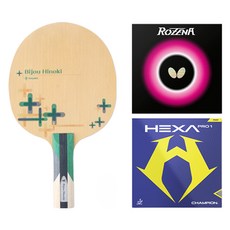 Bijou 檜木 ST 桌球拍 + Rozena + Hexa Pro 1 膠皮套組, 1套, 單一商品