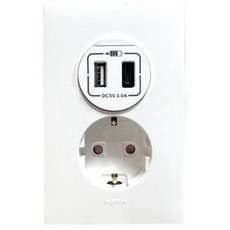 Legrand 羅格朗 APELLA WHITE Simple 1孔嵌入式插座 + USB(A + C)連接埠, 1個