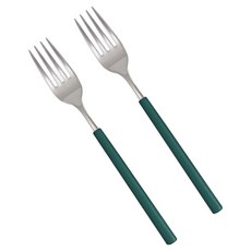 RAONNURI 可用洗碗機 Della 全不鏽鋼彩色叉子, 深翡翠綠, 2個