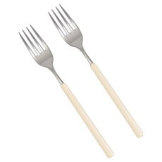 RAONNURI 可用洗碗機 Della 全不鏽鋼彩色叉子, 象牙白, 2個