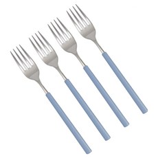 RAONNURI 可用於洗碗機的 Della 全不鏽鋼彩色叉子, 藍灰色, 4個