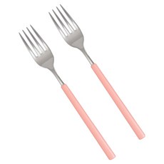 RAONNURI 可用洗碗機 Della 全不鏽鋼彩色叉子, 蜜桃粉, 2個