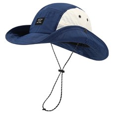 생활더봄 투톤 넓은챙 초경량 접이식 사파리 등산 캠핑 낚시 모자, 네이비