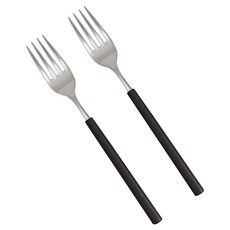 RAONNURI 可用洗碗機 Della 全不鏽鋼彩色叉子, 深黑色, 2個