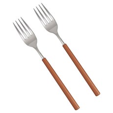 RAONNURI 可用洗碗機 Della 全不鏽鋼彩色叉子, 棕葉色, 2個