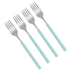 RAONNURI 可用洗碗機 Della 全不鏽鋼彩色叉子, 藍綠色, 4個