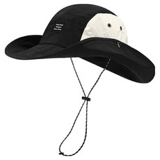 Saenghwaldeobom 雙色寬帽簷超輕量可折疊狩獵登山露營釣魚帽, 黑色