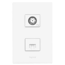 Legrand 羅格朗 Apella 白色 Simple CATV + 8P 單聯雙孔 TV 網路 嵌入式模組, 1個