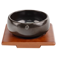 Jin陶鍋 雞蛋飯碗A 2號 + Kaya 正方形原木鍋墊 2號 套組, 1個, 13.5cm