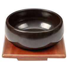 真砂鍋 飛魚卵飯碗A 4號 + Kaya 正方形原木鍋墊 4號 組合, 1個, 18cm