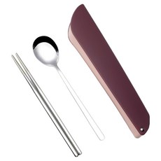 Haru It北歐風304不鏽鋼便攜式餐具組, 迷人的紫色, 1套, 筷子+勺子+盒子