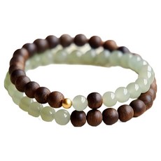 어픽 雙排白檀木佛珠手鍊 手腕尺寸約17.5cm, 1個, 綜合色