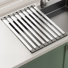 DAPER NAM 304不鏽鋼折疊水槽捲簾瀝水架 多用途廚房置物架, 1個, 單一商品