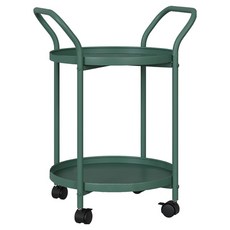 에버하우스 라운드 이동식 수납 티트롤리 FREE, 그린, 2단