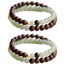 어픽 두줄 백단나무 염주팔찌 팔목사이즈 17.5cm 내외, 복합색상, 2개