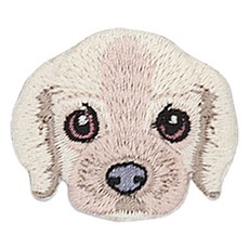 동대문단추왕 열접착식 자수 강아지 닥스훈트얼굴 와펜 패치, 아이보리, 1개