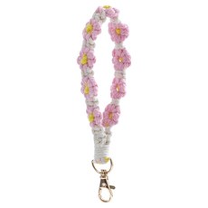 雛菊花朵鑰匙圈兼手機吊飾, 1個, 淺粉色