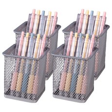 세컨드베스트 데스크타이디 펜홀더 7 x 8 x 9.5 cm, 스퀘어실버, 4개