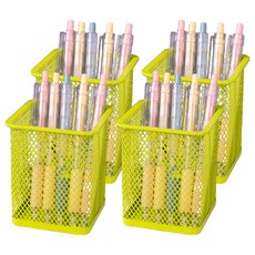 세컨드베스트 데스크타이디 펜홀더 7 x 8 x 9.5 cm, 스퀘어옐로우, 4개