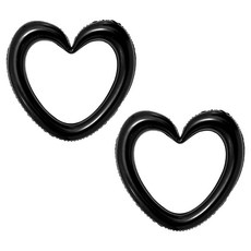 조이파티 하트 프레임 은박풍선 대형, 블랙, 2개