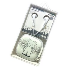 키키슛 파이니스트랩 키키 카툰 베어 파우치 이어폰 3.5mm, 그레이