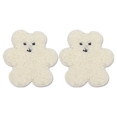 동대문단추왕 열접착식 자수 동물 보슬이젤리곰 와펜 패치, 화이트, 2개