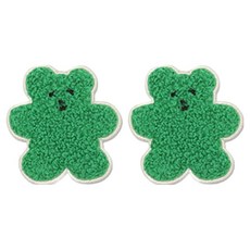 동대문단추왕 열접착식 자수 동물 보슬이젤리곰 와펜 패치, 그린, 2개