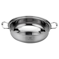 Balunfini 電磁爐IH兩用不鏽鋼火鍋, 1個, 30cm, 金屬銀