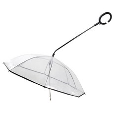 C型透明寵物雨傘牽引繩組, 1個, 銀白色