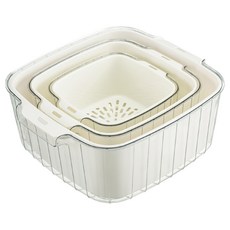 AHOYE 蔬果調理盆瀝水籃/洗菜籃/洗菜盆 大中小3件組, 1組, 白色