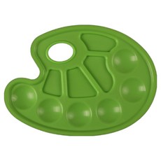 Hataesmall 簡約乾淨顏料調色盤 綠色橢圓形盤 22.8 x 16.8 cm, 1個, 10格