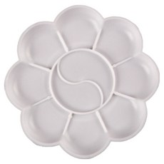 Hatae Small 簡潔乾淨水彩調色盤 梅花太極調色盤 直徑 11.5cm, 1個, 10格