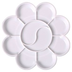 Hataesmall 簡潔水彩調色盤 梅花太極調色盤 直徑 14.5cm, 1個, 10格