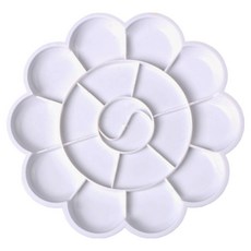 Hataesmall 簡潔俐落水彩調色盤 大號 梅花太極調色盤 直徑 18.5cm, 1個, 18格