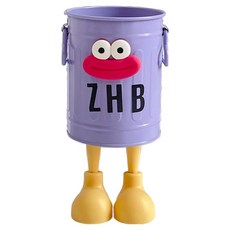 거친언니 귀여운 캐릭터 철제 펜홀더 책상용 필통 + 거치대 세트, 퍼플 소시지, 1세트